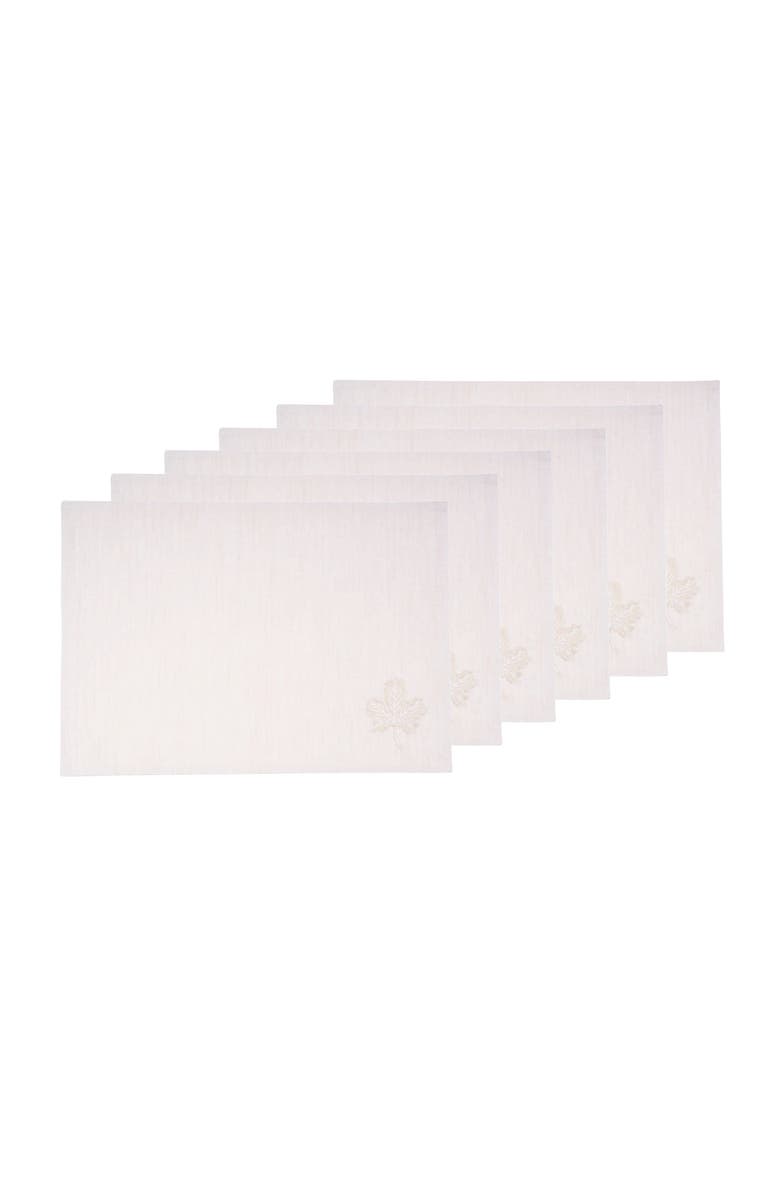 C&F Home Neutral Maple Leaves Placemats, Set of 6, 14" x 20", Main, color, White