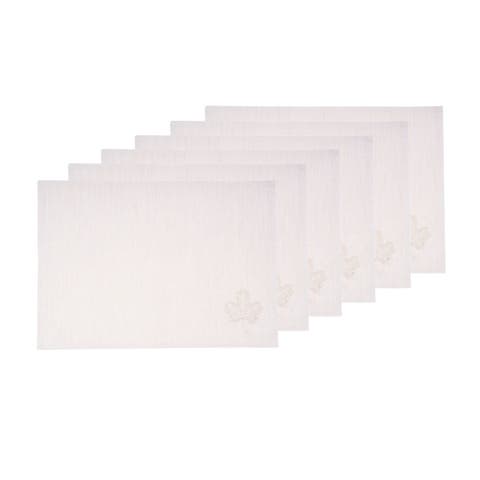 Neutral Maple Leaves Placemats, Set of 6, 14" x 20"