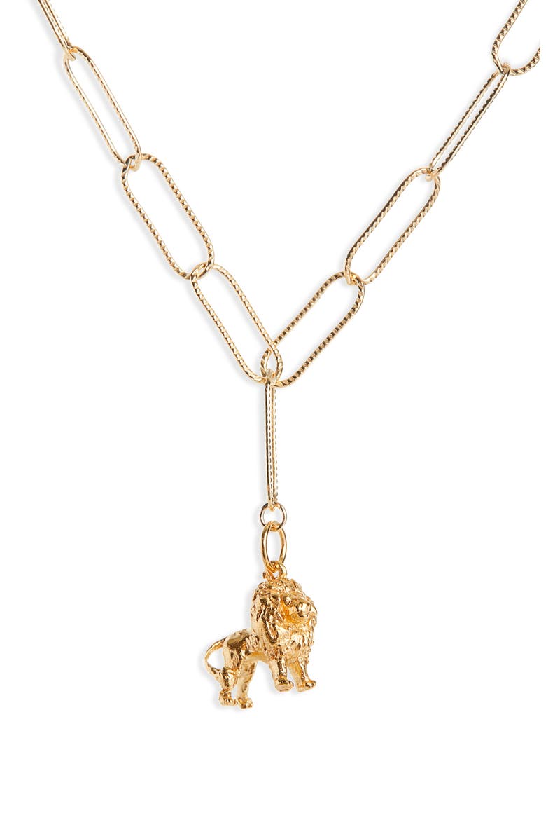 Lion in the Night Necklace, Main, color, GOLD
