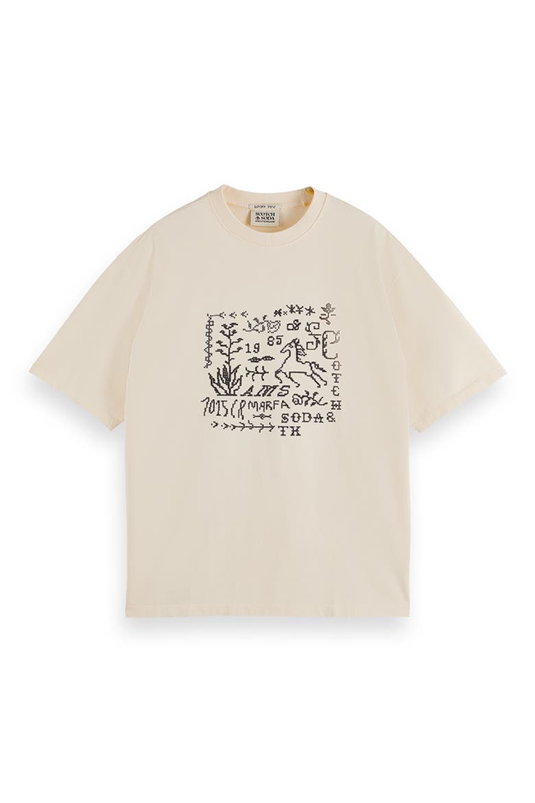 Cross-Stitched Artwork Cotton T-Shirt, Alternate, color, EGGNOG