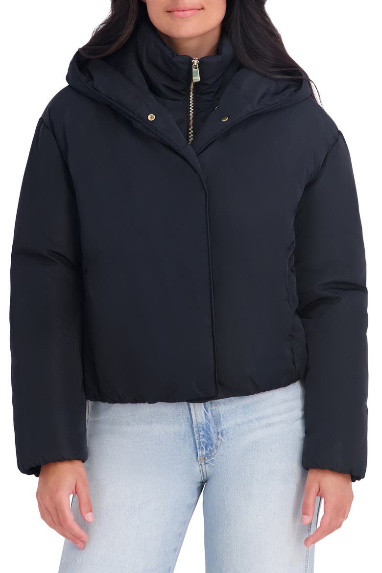 Hooded Puffer Jacket, Main, color, BLACK
