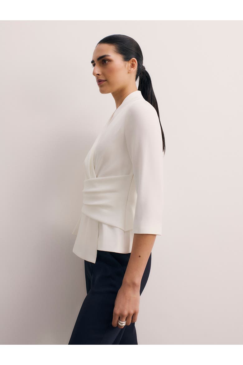 Belleville Draped Wrap Blouse, Alternate, color, Ivory