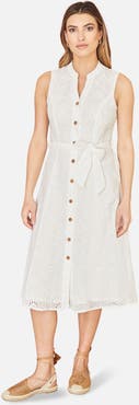 Yumi Broderie Anglaise Cotton Shirt Dress