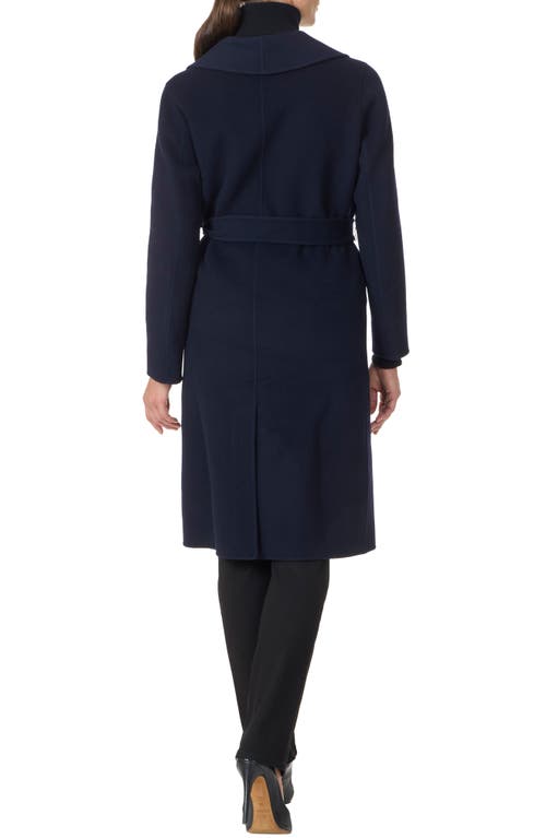 Bruno Magli Double Face Wool Blend Coat In Blue