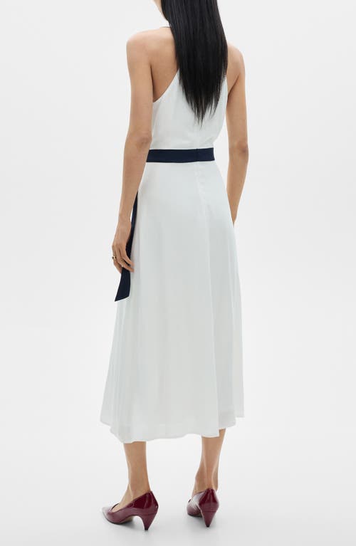 Mango Sleeveless Belted Midi Dress In White