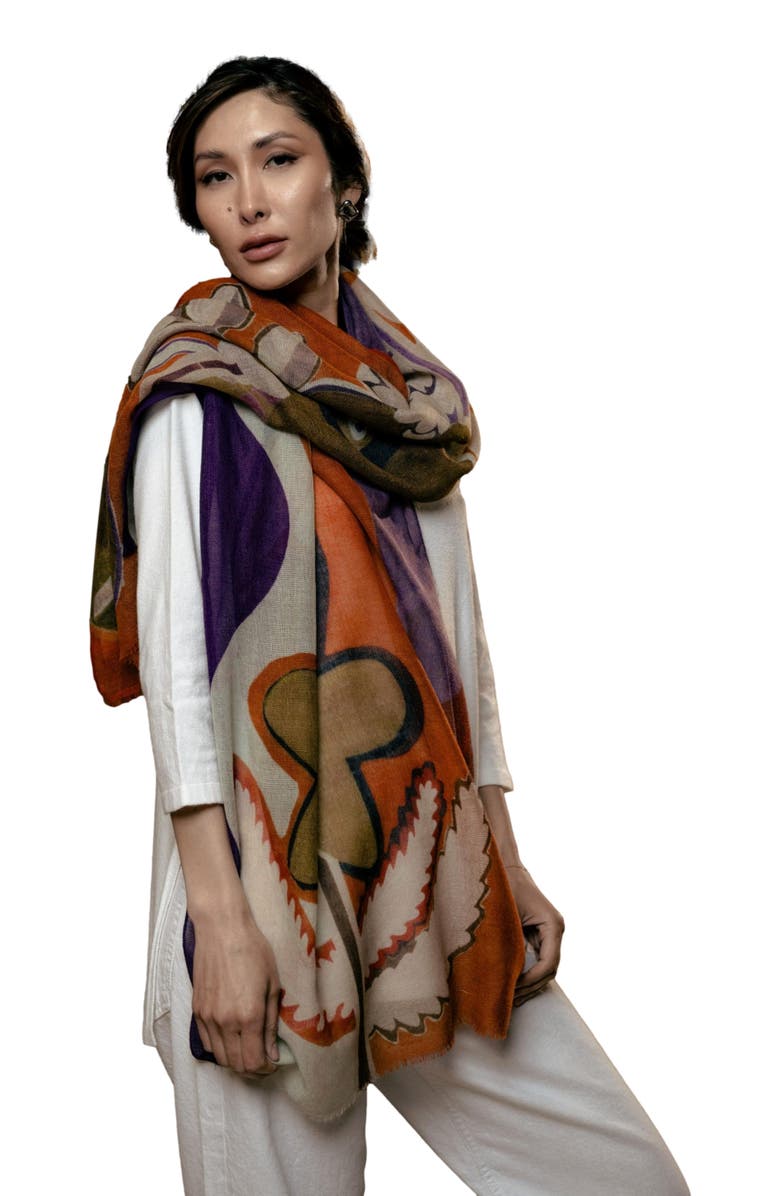 Elizabetta Irene - Wool Scarf, Alternate, color, Rust And Purple