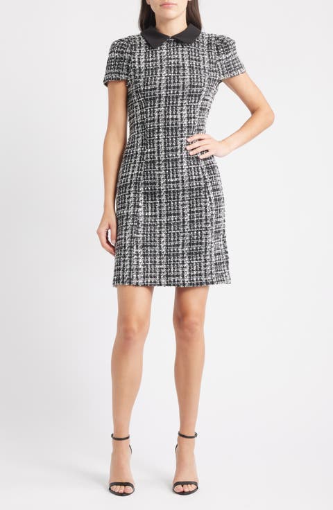 Cap Sleeve Bouclé Tweed Sheath Dress