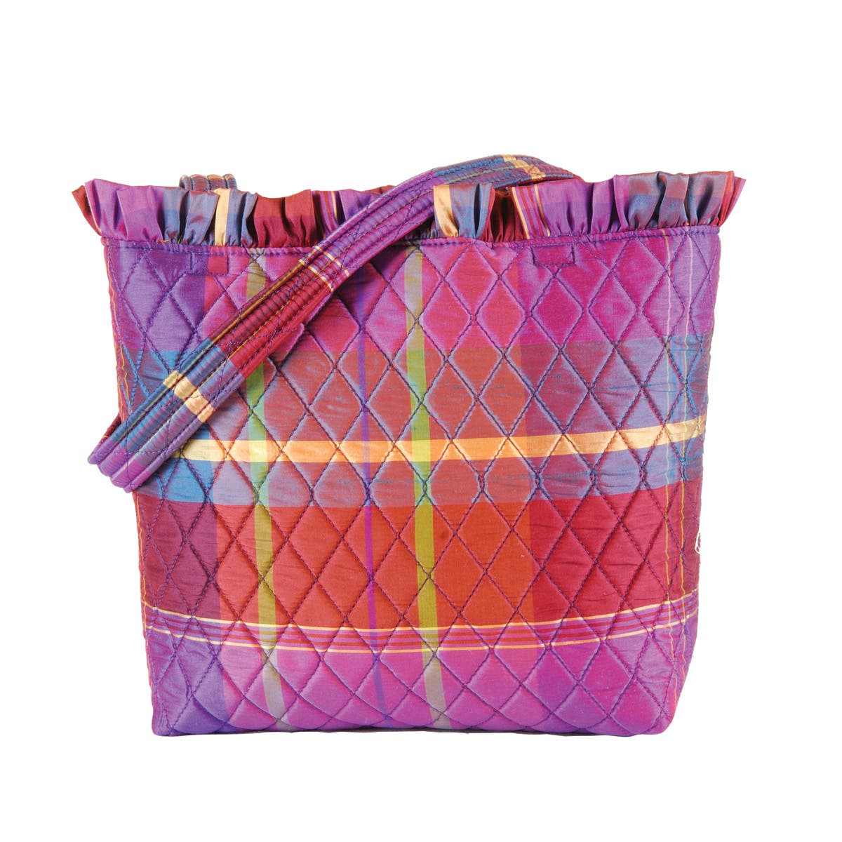 Loreal Silks Ruffle Tote, Main, color, Purple