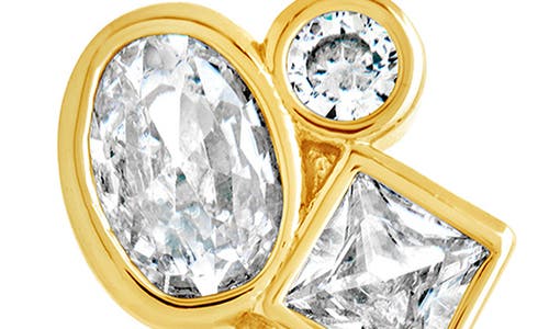 Sterling Forever Penny Cubic Zirconia Mother Of Pearl Cluster Stud Earrings In Gold