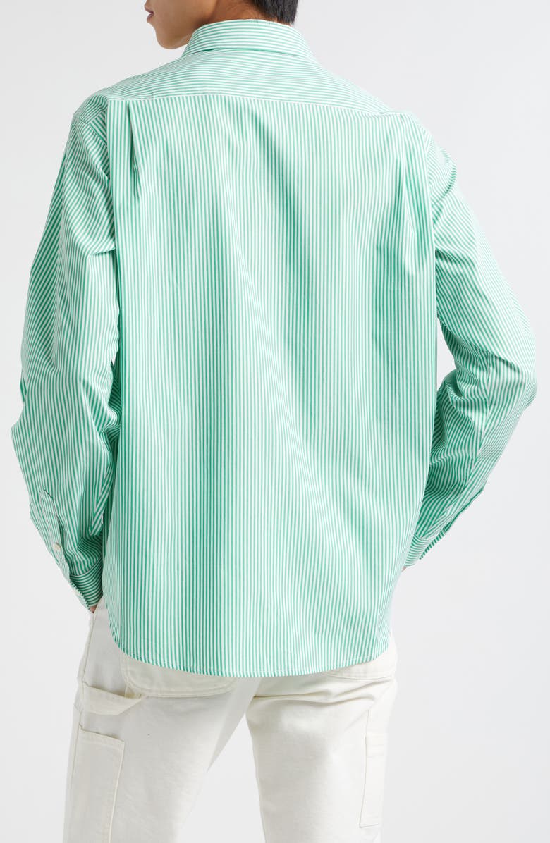 Wahine x Disney Gender Inclusive 'Lilo & Stitch' Waimea Stripe Button-Up Shirt, Alternate, color, Green/ White