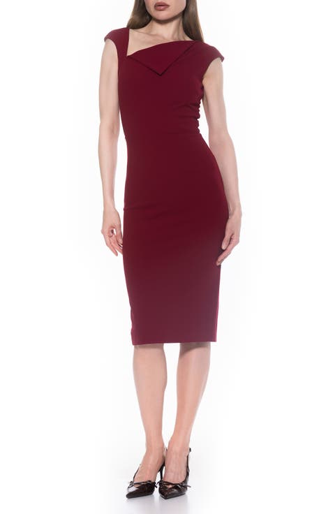 Destiny Cap Sleeve Midi Sheath Dress