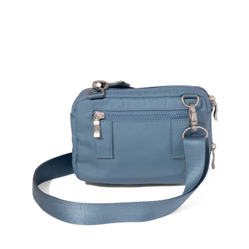 Baggallini Modern Double Zip Crossbody Bag In Cornflower Twill