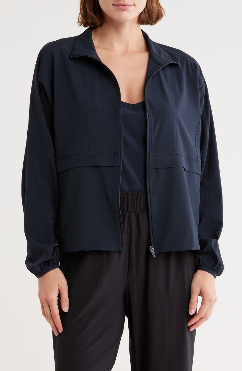 Z by Zella Interval Zip Up Jacket, Main, color, Navy Sapphire