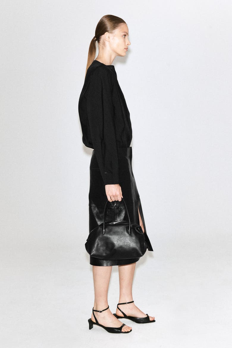 Sculpted Boat-neck Blouse, Alternate, color, BLACK