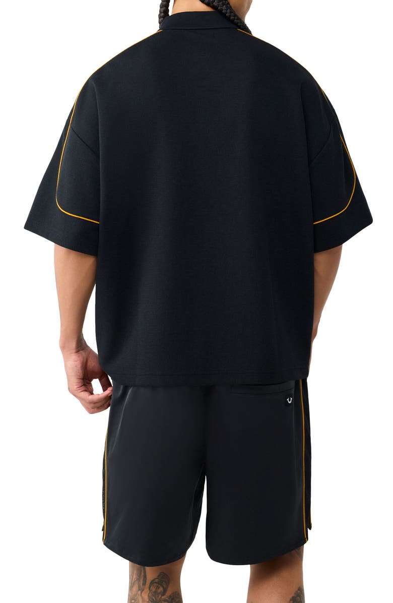 True Religion Oversize Logo Nylon Polo, Alternate, color,