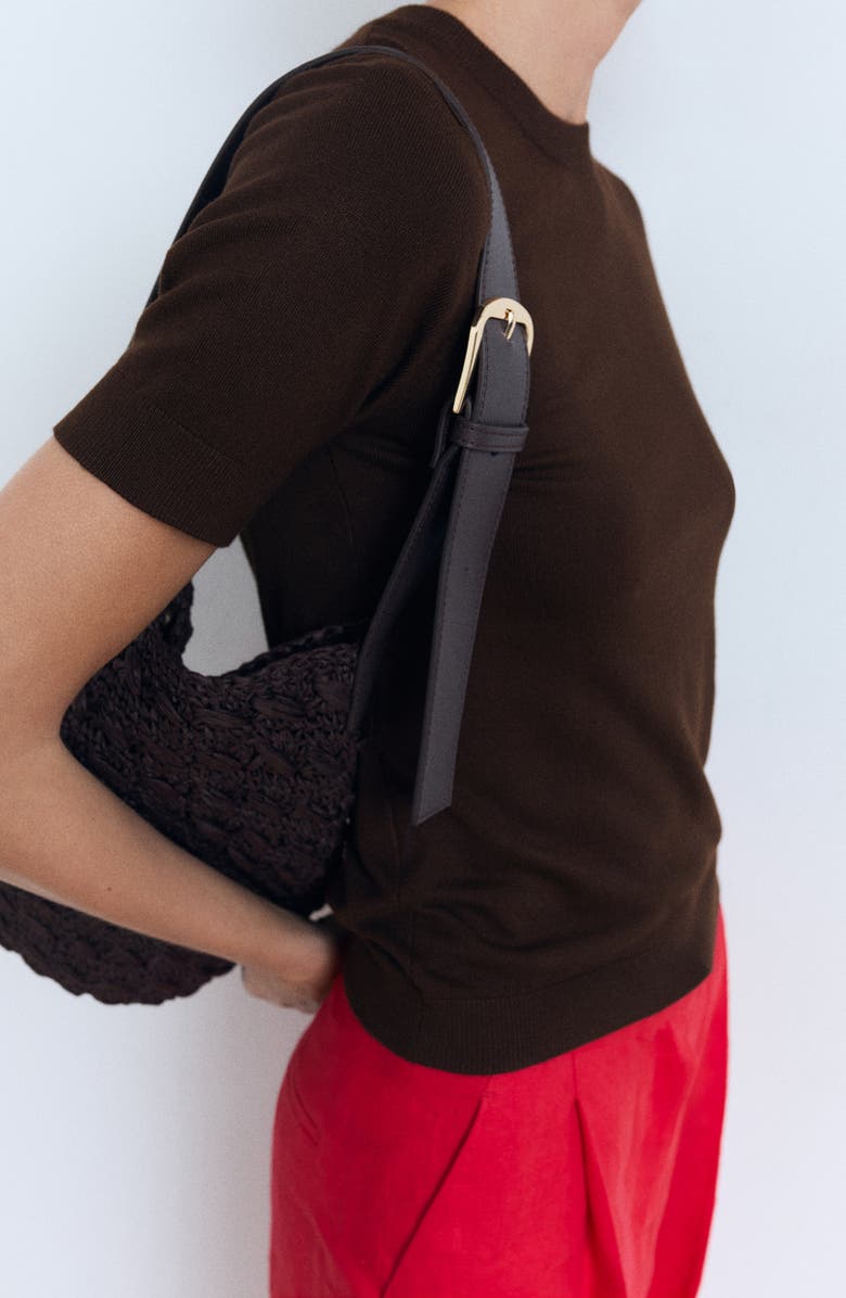 MANGO Short Sleeve Sweater, Alternate, color, Chocolate