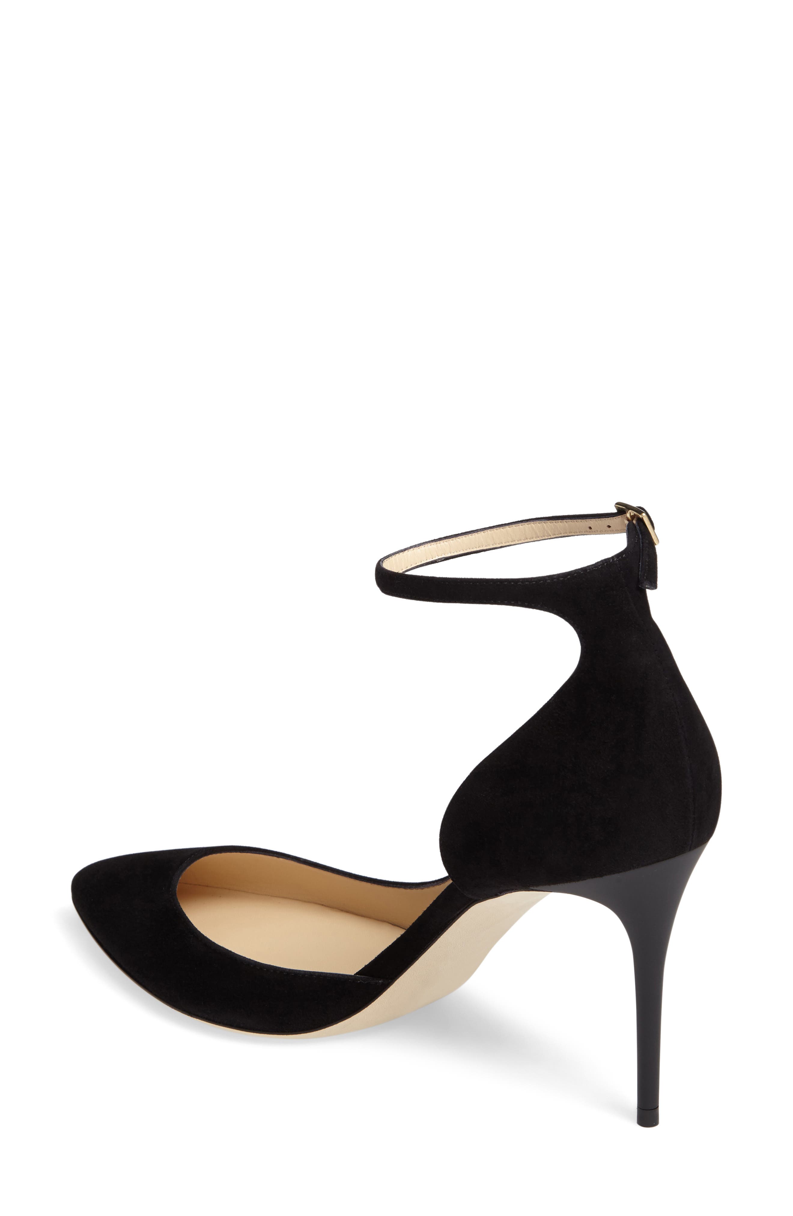 'Lucy' Half d'Orsay Pointy Toe Pump, Alternate, color, BLACK SUEDE