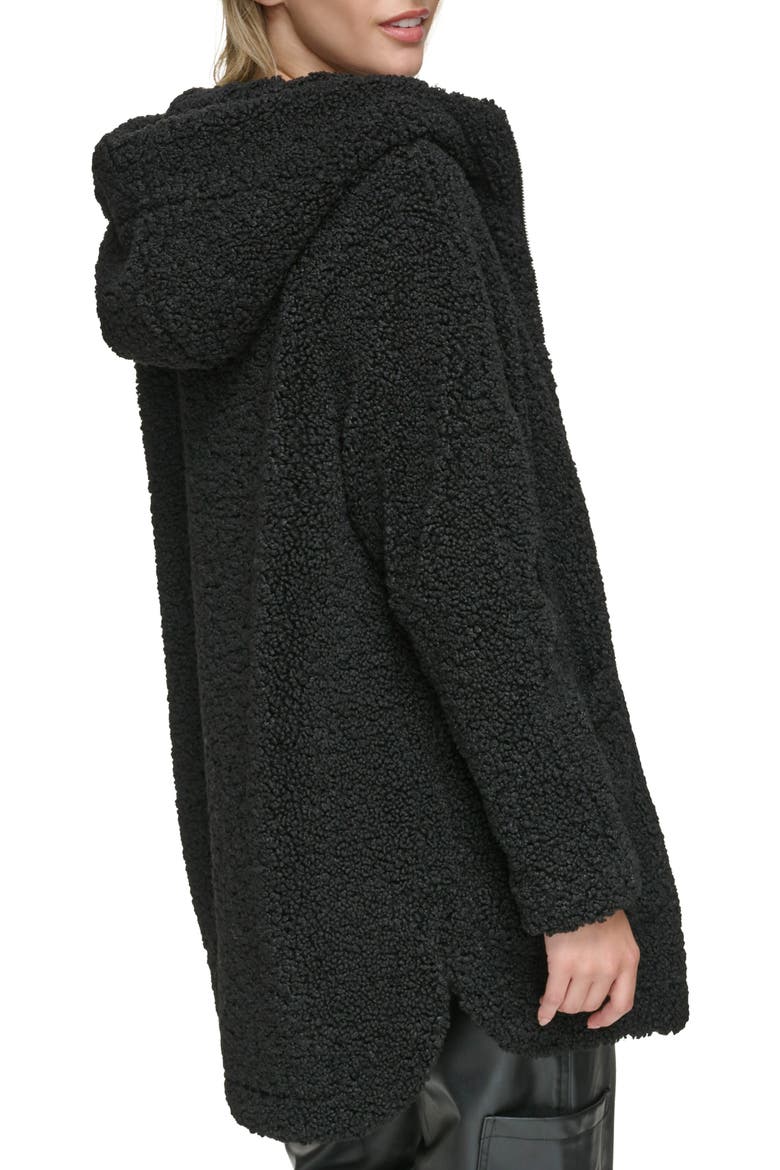 Seneca Faux Shearling Hooded Jacket, Alternate, color, BLACK