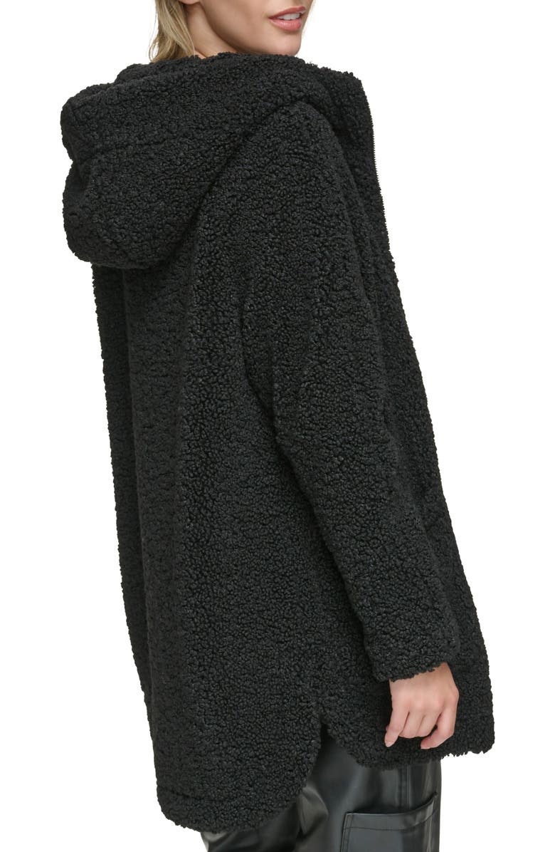 Andrew Marc Seneca Faux Shearling Hooded Jacket, Alternate, color, Black