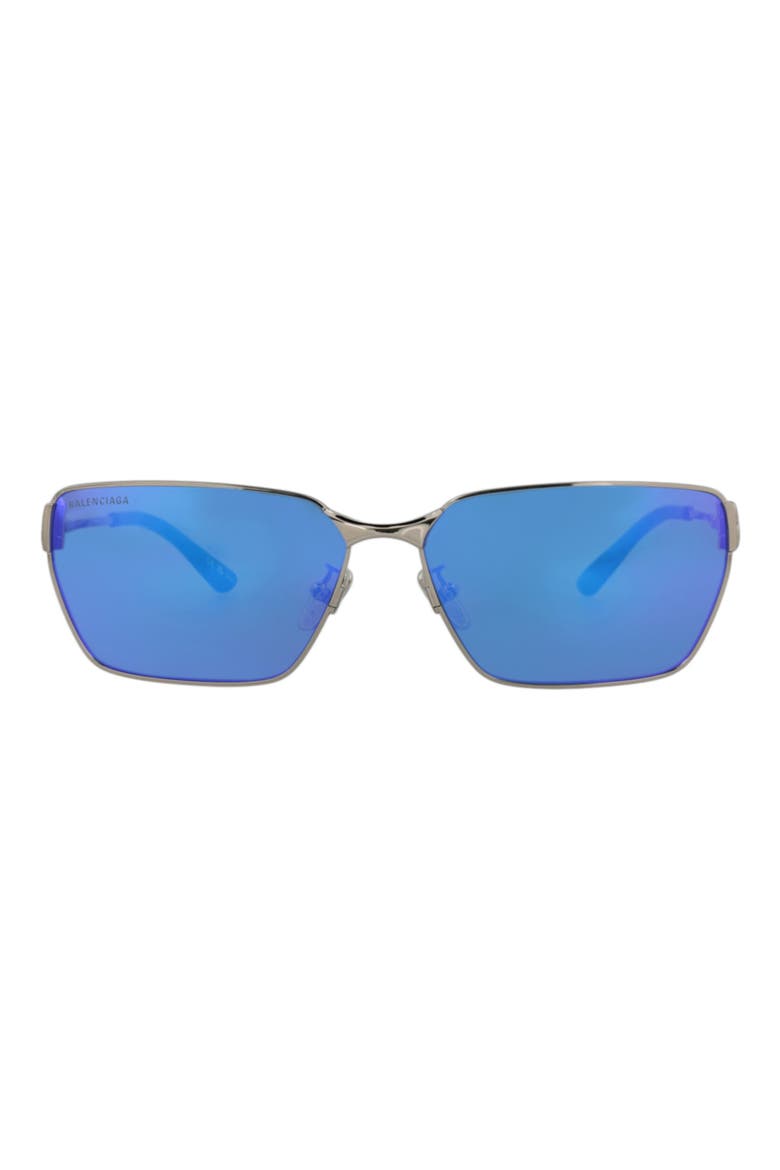 63mm Mirrored Polarized Square Sunglasses, Main, color, SILVER SILVER VIOLET