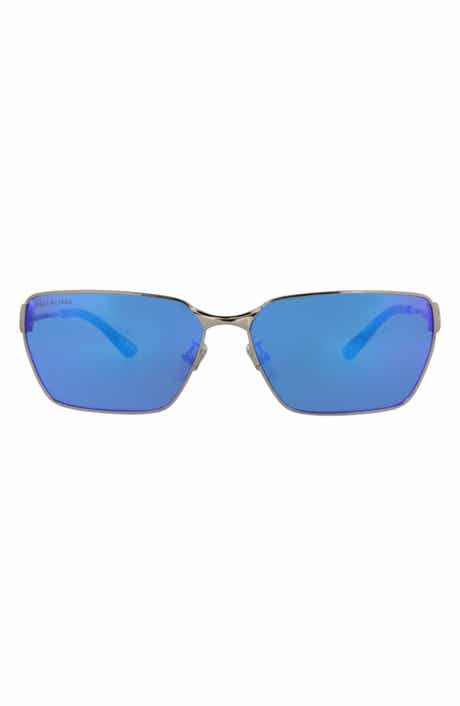 63mm Mirrored Polarized Square Sunglasses