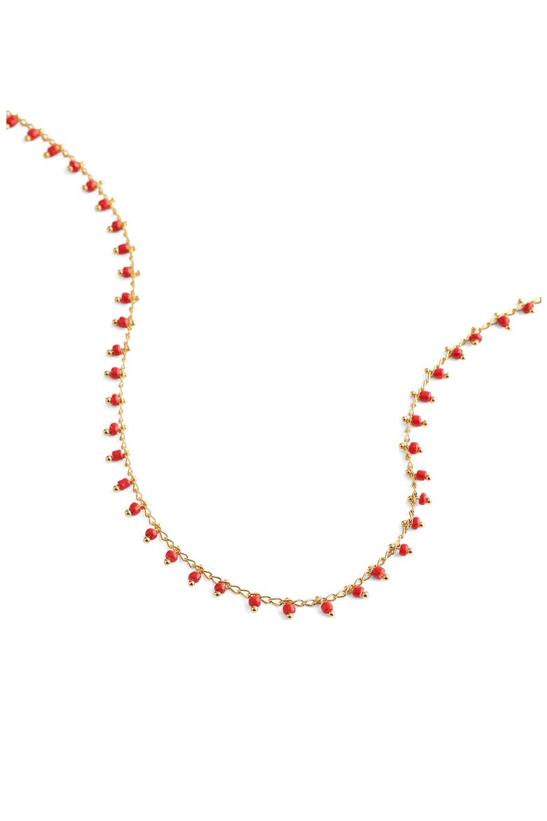 Enamel Chain Choker Necklace., Main, color, VARSITY RED
