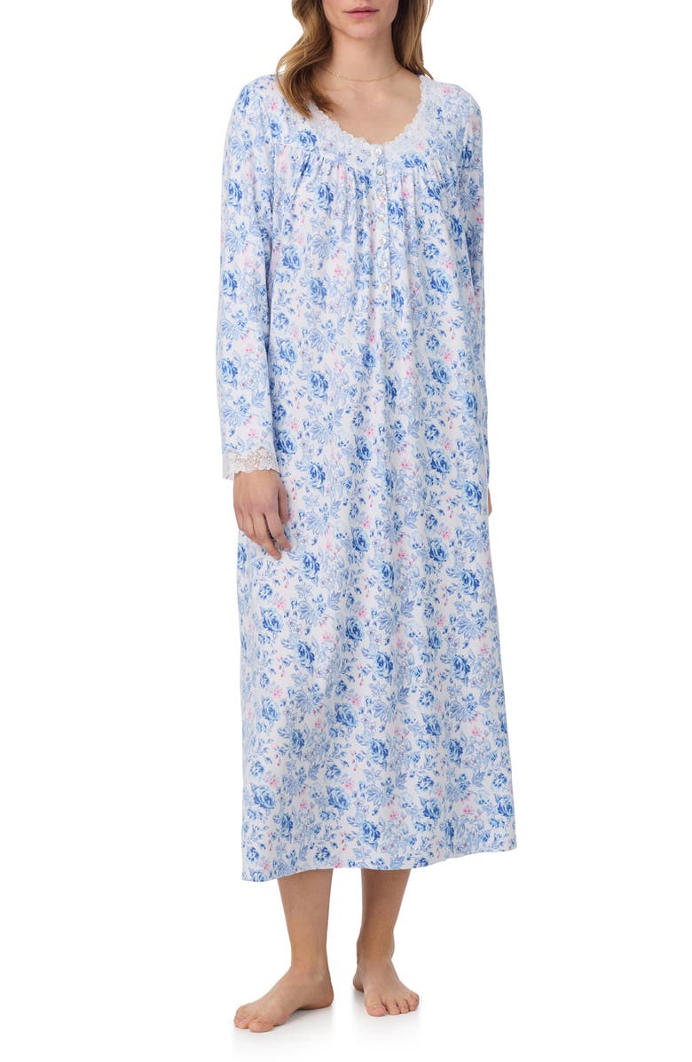 Eileen West Long Sleeve Ballet Nightgown, Alternate, color, White Ditsy