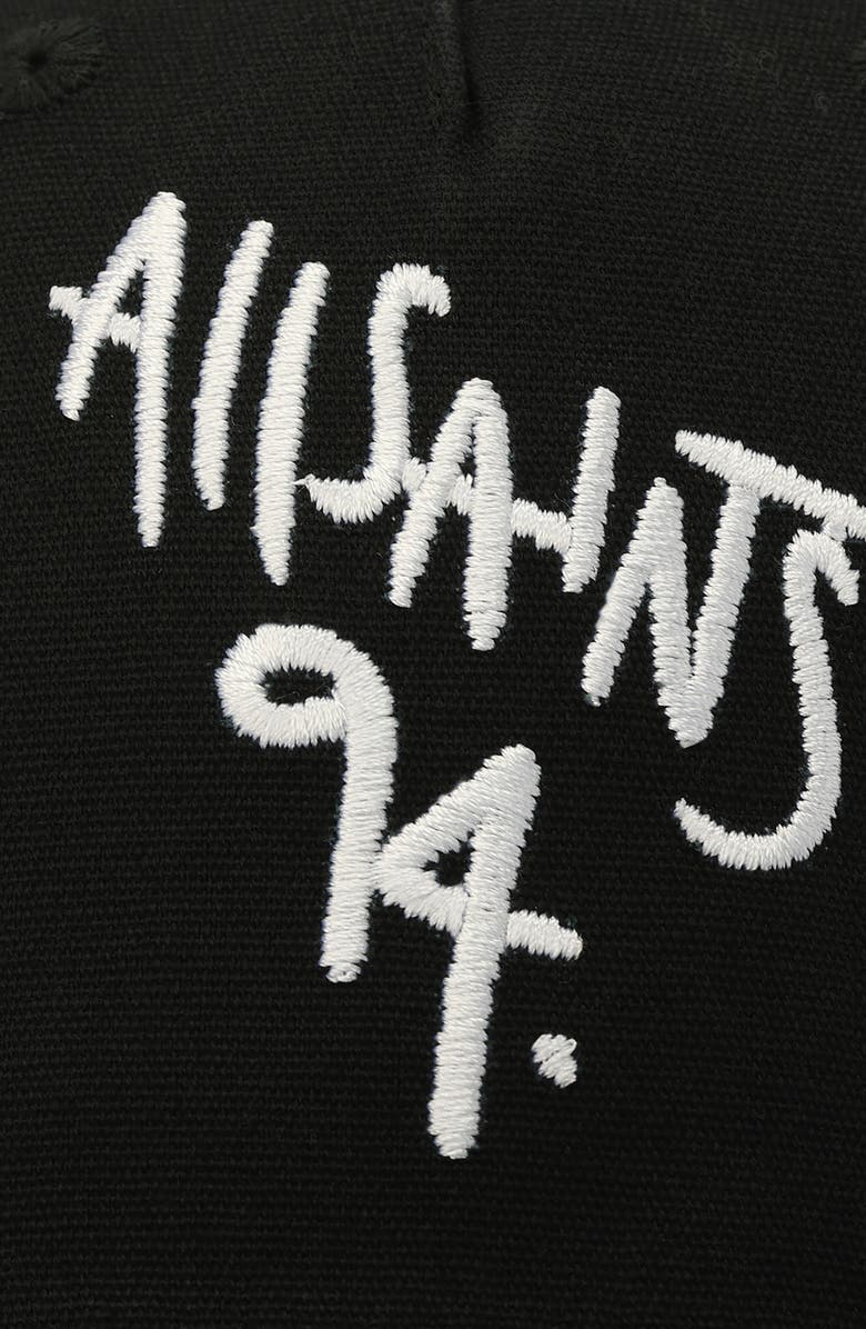 AllSaints Spray Logo Embroidered Baseball Cap, Alternate, color, Black