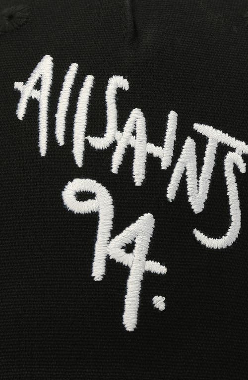 Allsaints Spray Logo Embroidered Baseball Cap In Black
