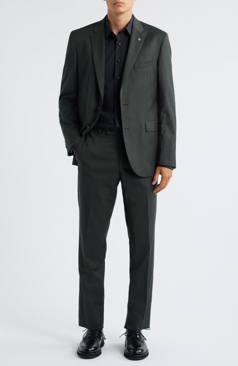 Ross Slim Fit Olive Green Wool Suit