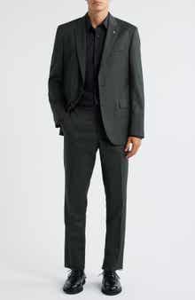 Ross Slim Fit Olive Green Stretch Wool Twill Suit