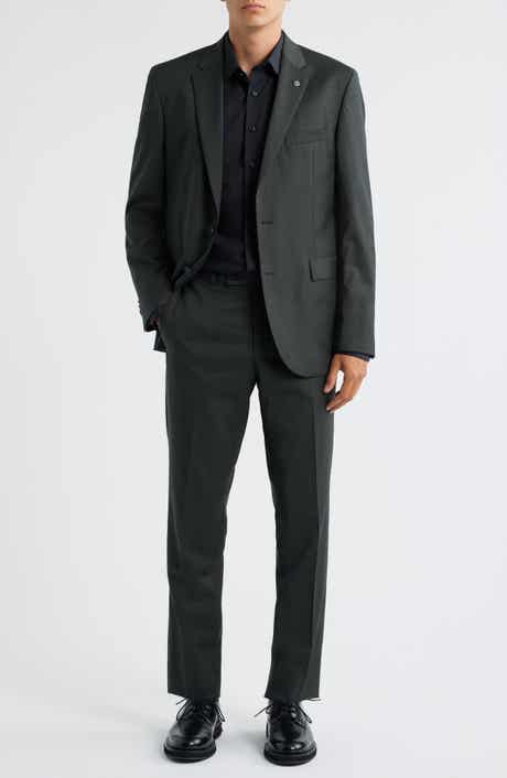 Ross Slim Fit Olive Green Stretch Wool Twill Suit