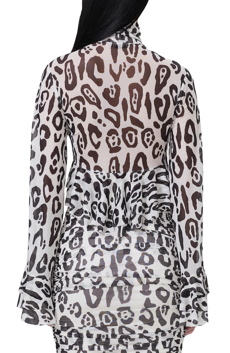 AFRM Pru Mesh High-Low Crop Top, Alternate, color, Stark Leopard