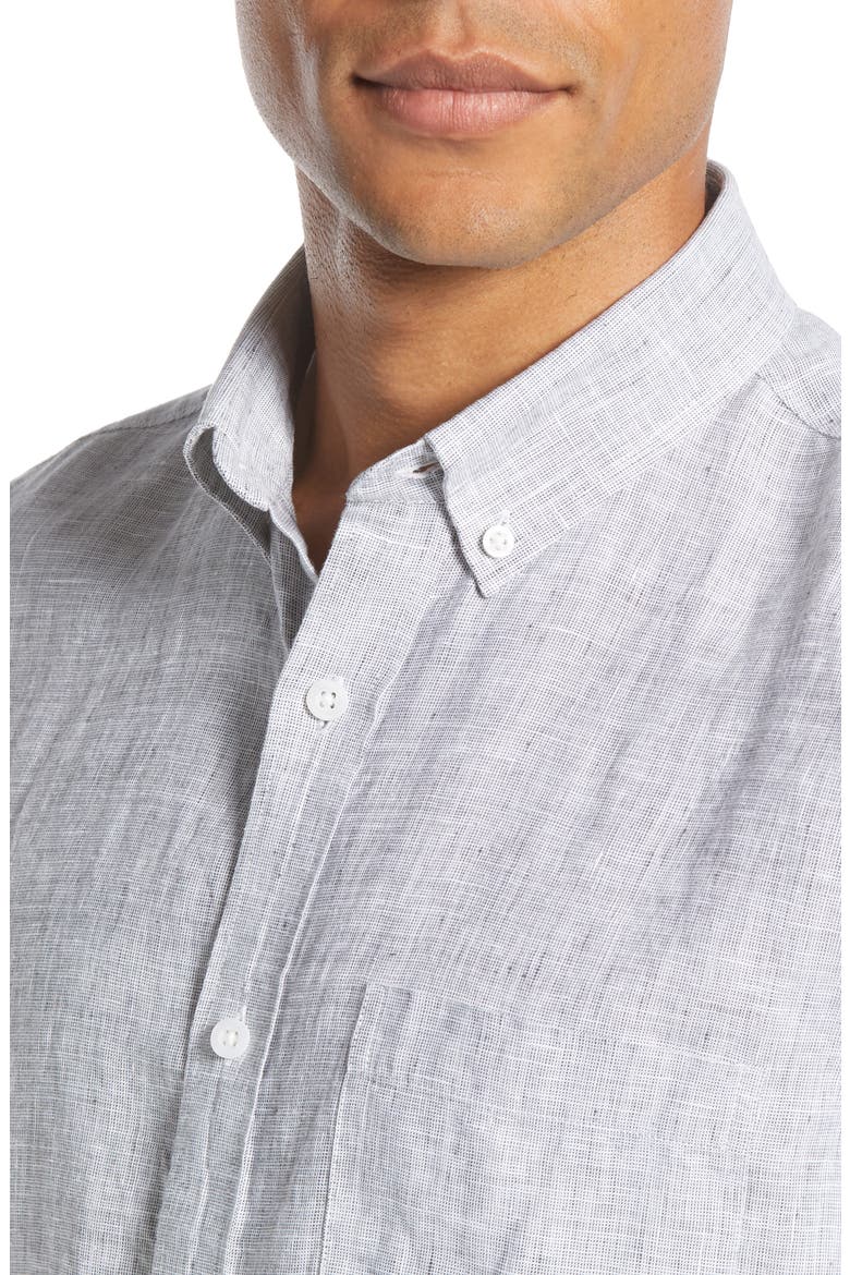 Linen Slim Fit Shirt, Alternate, color, GREY MAGNET
