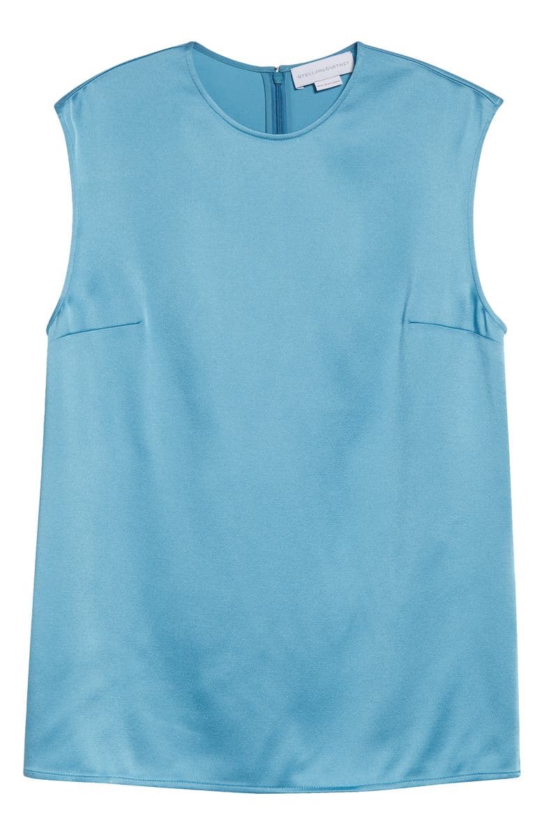 Stella McCartney Sleeveless Crepe Back Satin Top, Main, color, Steel Blue