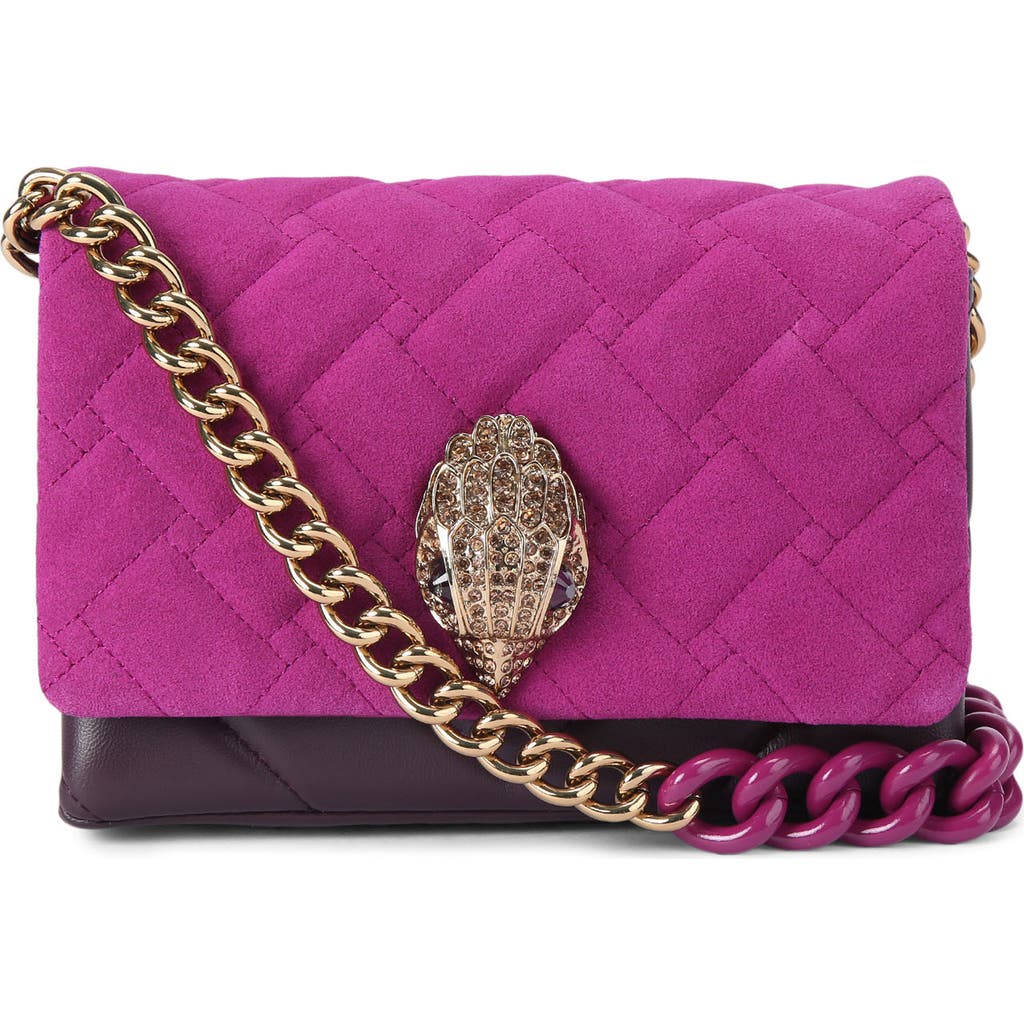 Kurt Geiger London Mini Kensington Quilted Suede Crossbody Bag In Pink