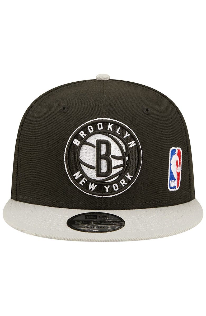 New Era Men's New Era Black/Gray Brooklyn Nets Back Letter Arch 9FIFTY Snapback Hat, Alternate, color,