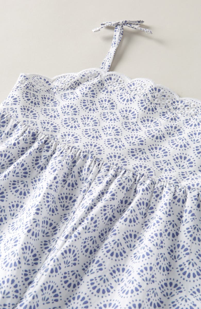 Nordstrom Scalloped Floral Romper, Alternate, color, White- Blue Scallops