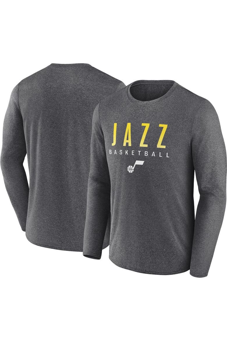 Men's Fanatics Branded Heather Charcoal Utah Jazz Where Legends Play Iconic Practice Long Sleeve T-Shirt, Main, color, Heather Charcoal