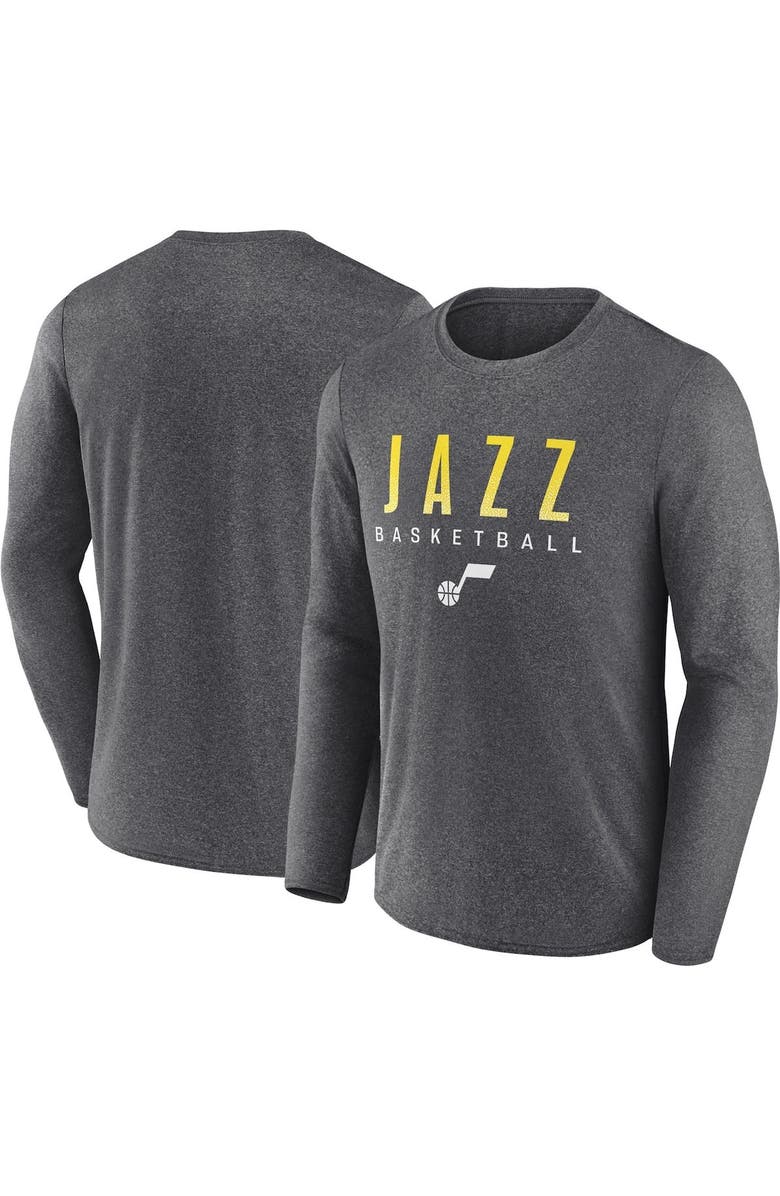 FANATICS Men's Fanatics Branded Heather Charcoal Utah Jazz Where Legends Play Iconic Practice Long Sleeve T-Shirt, Main, color, Heather Charcoal