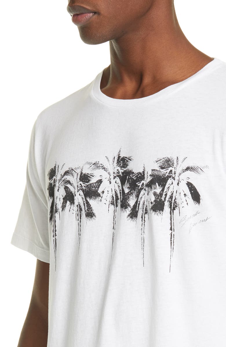 Saint Laurent Palm Tree Crewneck T-Shirt, Alternate, color,
