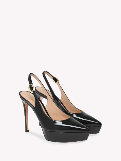 Gianvito Rossi Dasha 115 Patent Leather Platform Slingback Pumps In Black