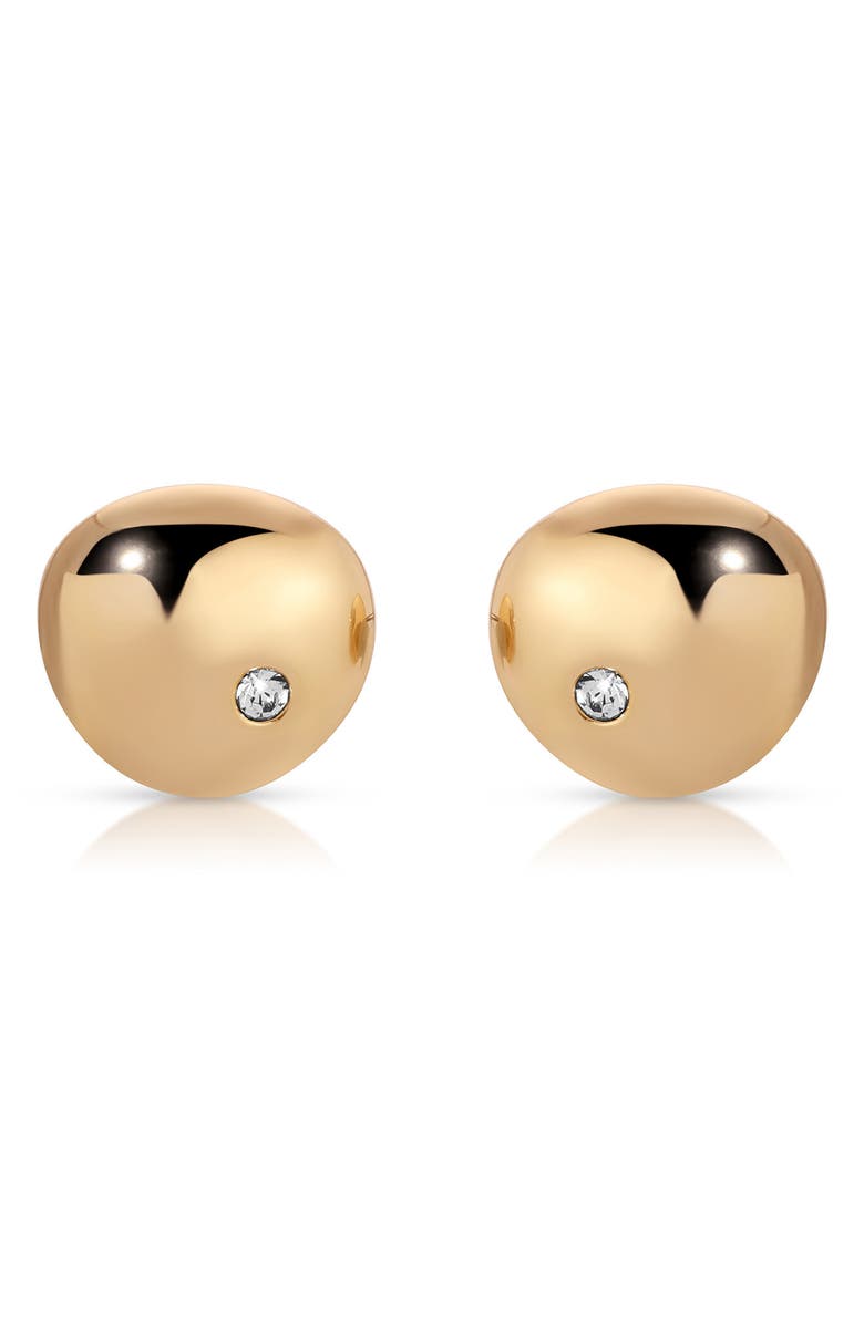 Ettika Polished Pebble Cubic Zirconia Stud Earrings, Main, color, Gold