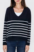 MANGO TEEN Stripe V-Neck Cotton Blend Sweater