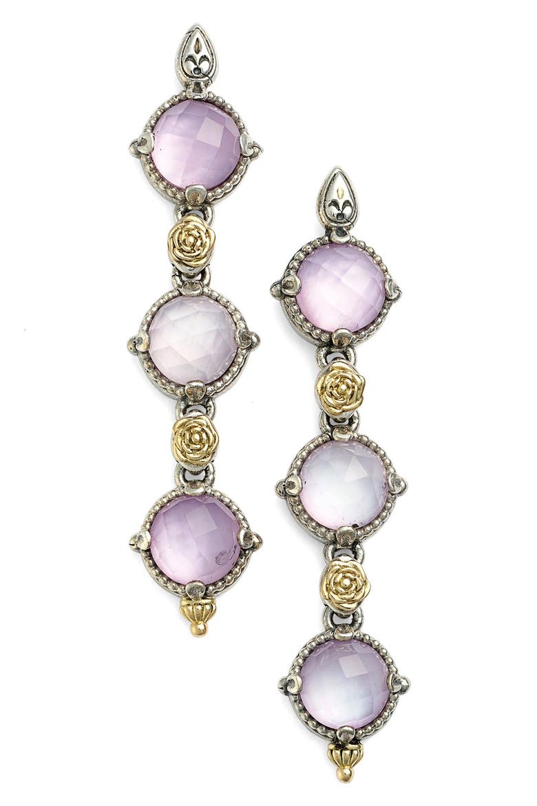 'Iliada' Triple Drop Earrings, Main, color, PINK