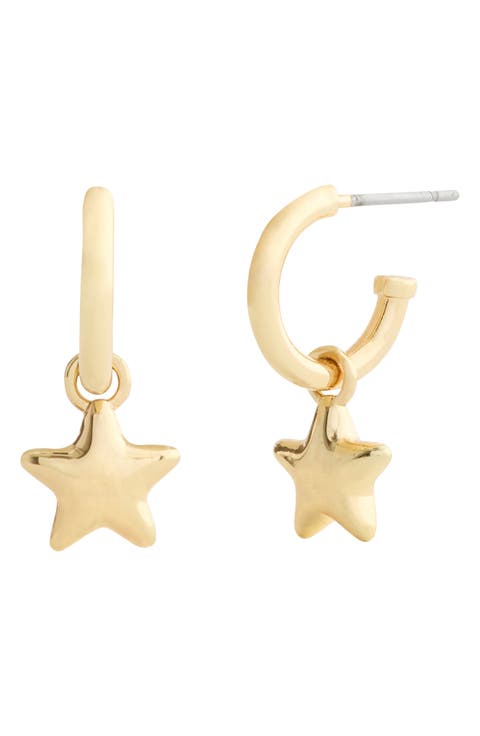 Star Charm Huggie Hoop Earrings