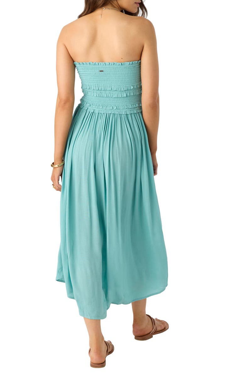O'Neill Devyn Smocked Strapless Midi Dress, Alternate, color, Nile Blue