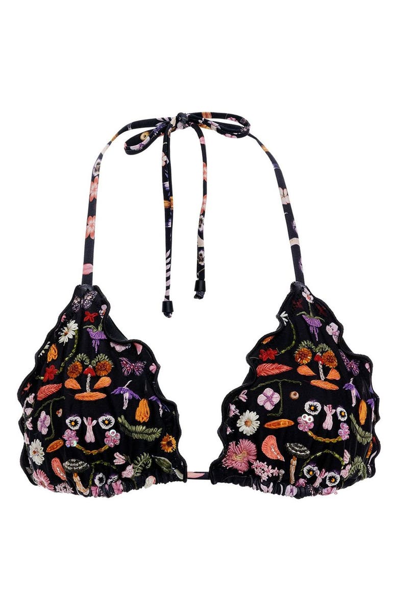 Agua Bendita Lolita Mbar Triangle Bikini Top, Alternate, color, Black