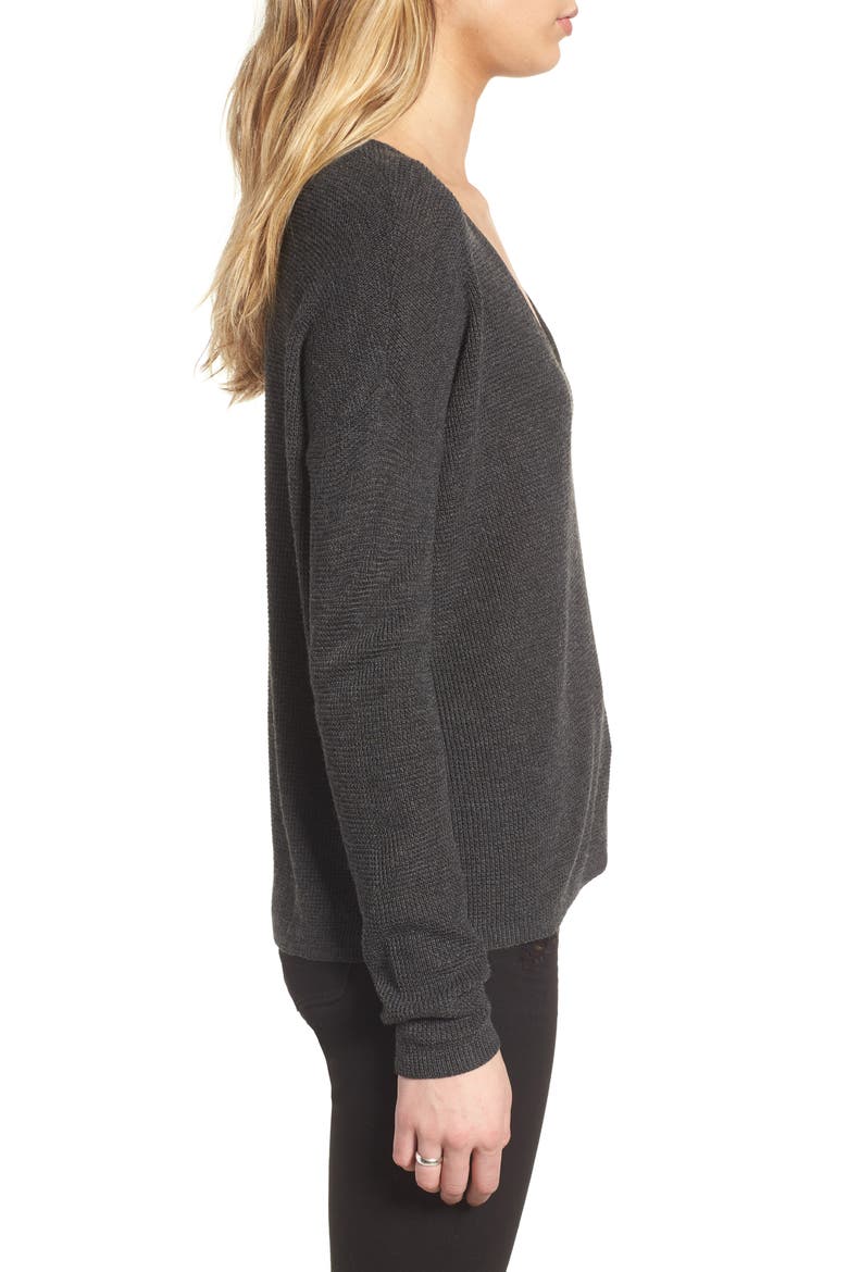 Textured Stitch V-Neck Pullover, Alternate, color, GREY DARK CHARCOAL HEATHER