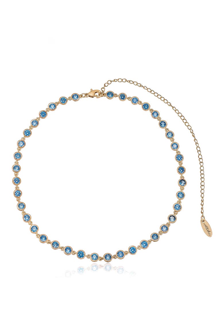 Cubic Zirconia Bezel Necklace, Main, color, BLUE